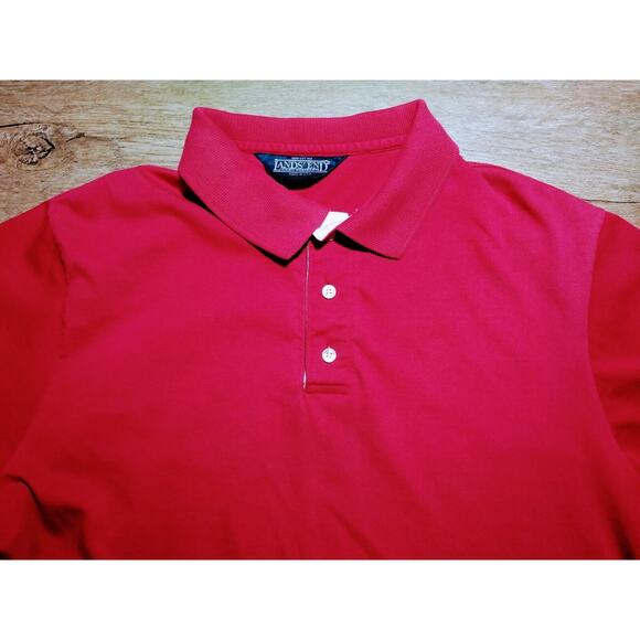 Vintage '90s Men's Lands End Polo Shirt Red Size Large MADE IN USA - Picture 2 of 6
